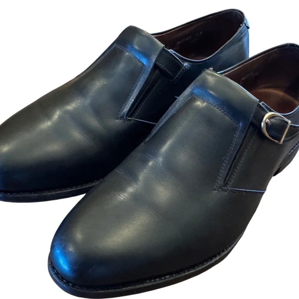 Allen Edmonds Hardwick Mens 8 E Black Leather Single Monk Strap Loafers 36759